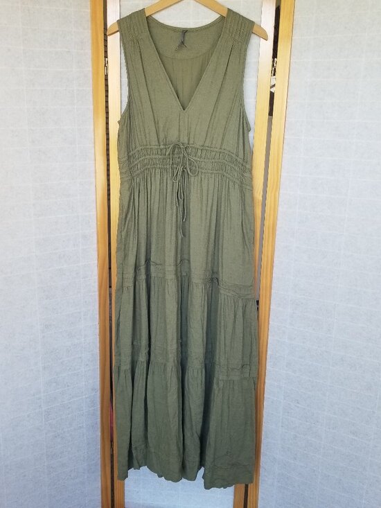 Anthropologie Dresses & Skirts - Anthropologie Somerset Linen Maxi Dress Olive Green Large